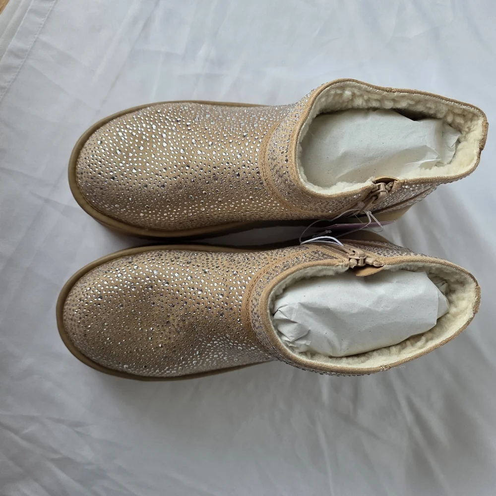 Beige Missy Boots Bling Platform Booties Memory Foam Rhinestone  Wild Fable